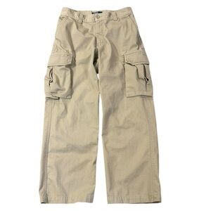 VTG Polo Ralph Lauren Wide Leg Cargo Pant High Rise Tan Cotton Baggy 12 (28x27)